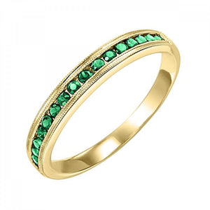 Gold Stackable Channel Set Emerald Band