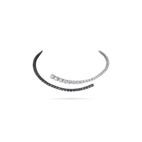 A. Link 8.87CTW Black & White Diamond Choker Necklace 18K White Gold