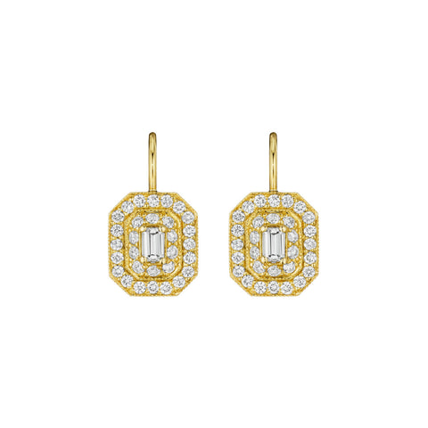 Penny Preville 18K White or Yellow Gold Petite Art Deco Diamond Earrings
