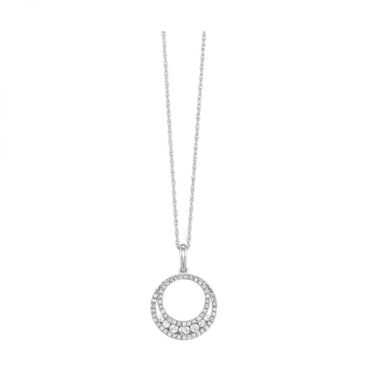 Diamond Eternity outlets Circle Pendant 10k White Gold Floating