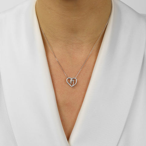 Silver and Diamond Heart Pendant