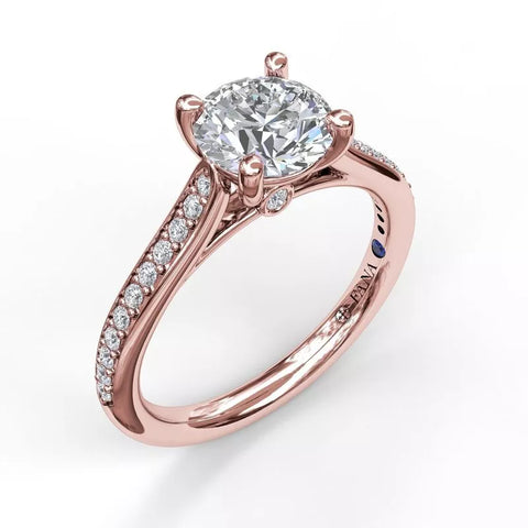 FANA Cathedral Single Row Pave Engagement Ring