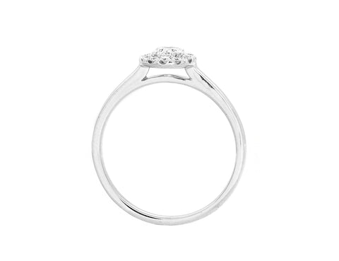Complete Rings White Gold with 0.24 CTW Round Diamond Diamond Center Stone Halo Engagement Ring