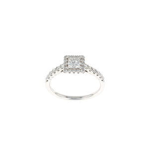 Princess Complete Diamond Halo Engagement Ring (0.86CTW)