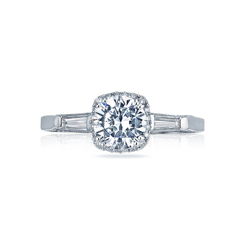 Tacori 18k White Gold Dantela Round Diamond Engagement Ring (0.31 CTW)