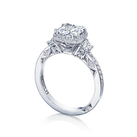 Tacori 18k White Gold Dantela Princess Diamond Engagement Ring (0.69 CTW)