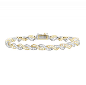 14K Two Tone White & Yellow Gold Diamond Fashion Bracelet 3CTW