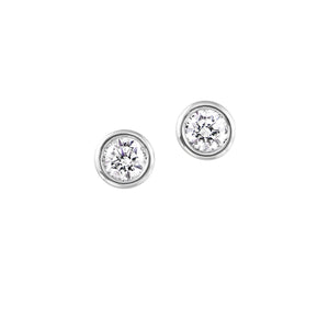 1 CTW Diamond Studs Bezel Set in 14K White Gold- IDC Select Studs Collection