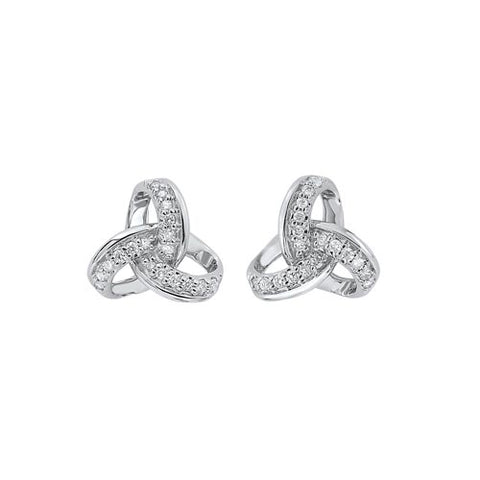 .10 CTW Diamond Studs Set in a Trinity Celtic Knot in 10k White Gold