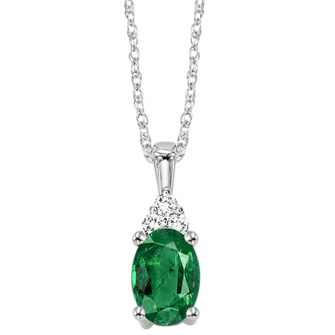 10kw color ens prong emerald necklace 1/30ct, fe1204-4wc