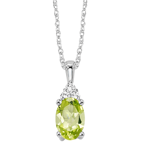 10kw color ens prong peridot necklace 1/30ct, er24311-4wc