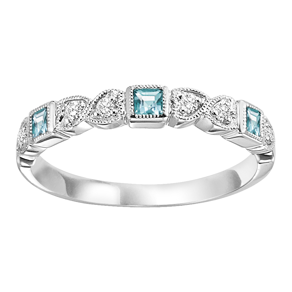 Aquamarine band white online gold