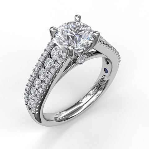 Tapered Shared Prong Engagement Ring
