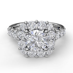 Large Diamond Cushion Halo Engagement Ring