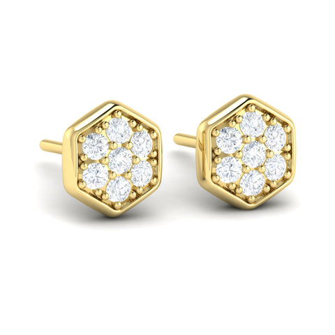 Vlora Serafina 14K Gold Diamond Cluster Honeycomb Stud Earrings (0.56CTW)