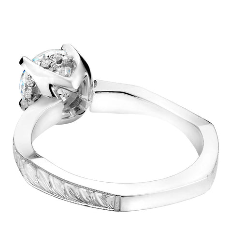 Noam Carver White Gold Carved Euro Shank Engagement Ring (0.09 CTW)