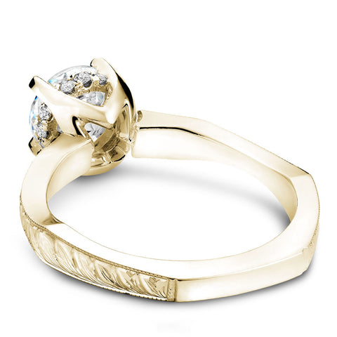 Noam Carver Yellow Gold Carved Euro Shank Engagement Ring (0.09 CTW)