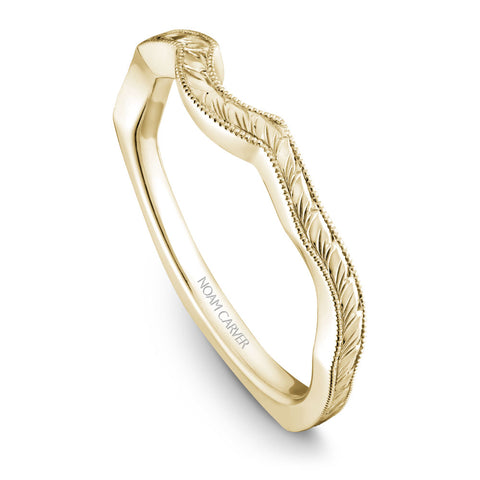 Noam Carver Yellow Gold Carved Euro Shank Engagement Ring (0.09 CTW)