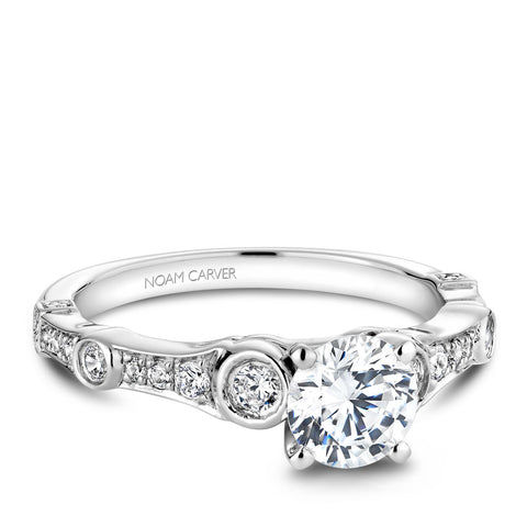 Noam Carver White Gold Bezel Dot Diamond Engagement Ring (0.30 CTW)