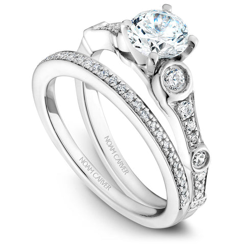 Noam Carver White Gold Bezel Dot Diamond Engagement Ring (0.30 CTW)