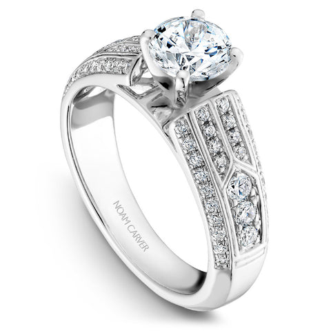 Noam Carver White Gold 4 Channel Diamond Engagement Ring (0.48 CTW)