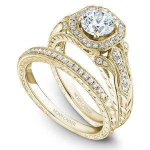 Noam Carver Yellow Gold Intricate Vintage Diamond Engagement Ring with Milgrain (0.27 CTW)