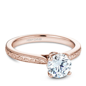 Noam Carver Rose Gold Carved Edge Engagement Ring (0.04 CTW)