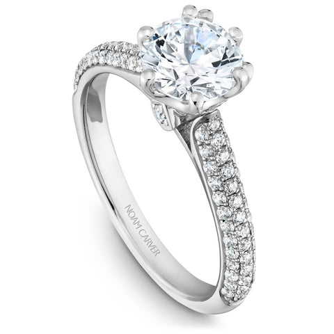 Noam Carver White Gold 6 Prong Pave Diamond Engagement Ring (0.44 CTW)