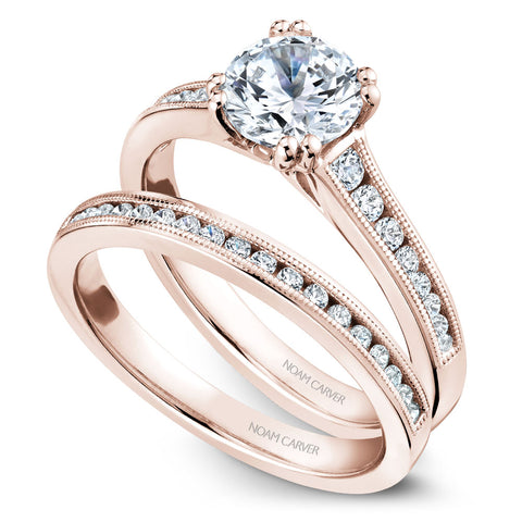 Noam Carver Rose Gold Channel Set Diamond Engagement Ring (0.24 CTW)