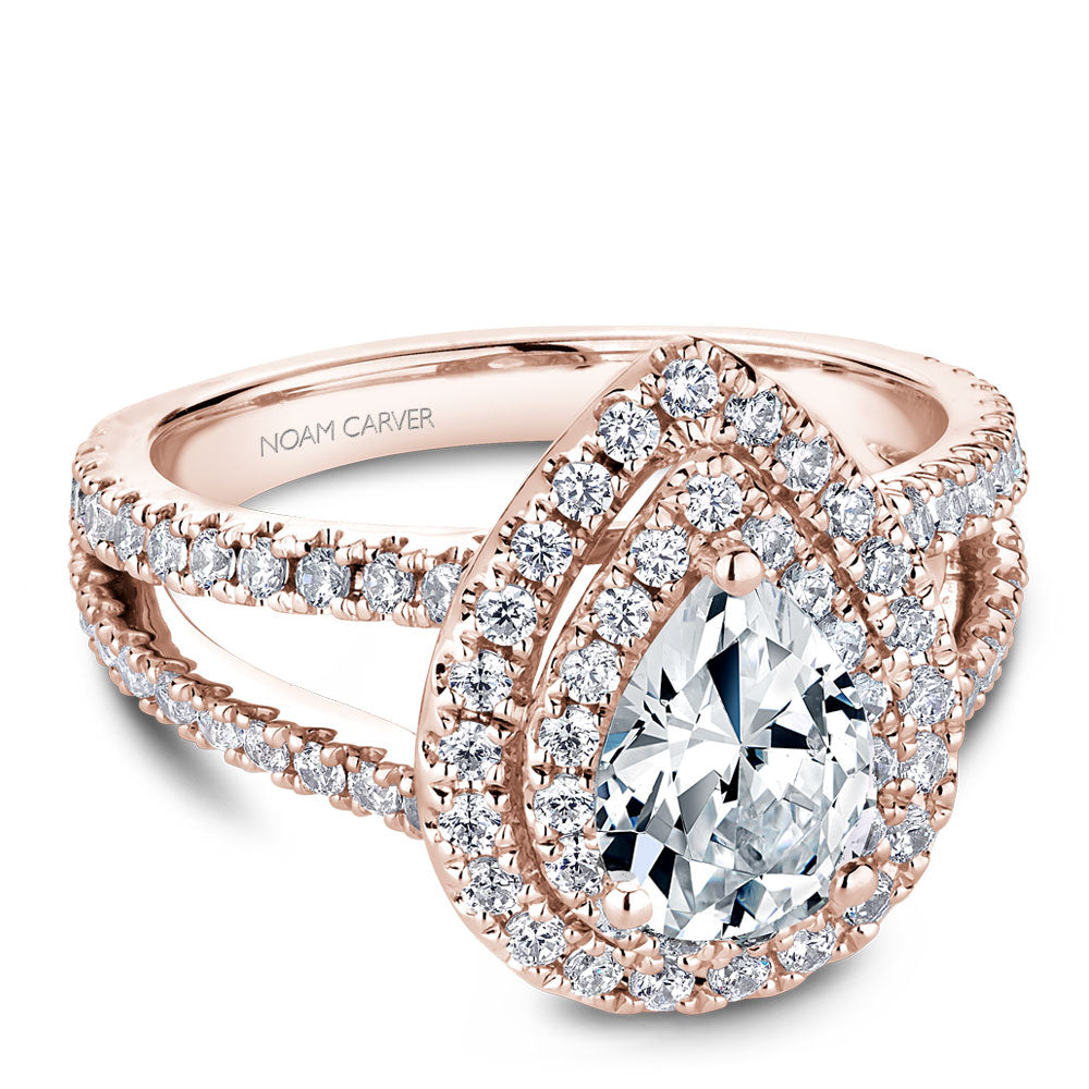 Pear-Shaped Diamond Engagement Ring with Split Shank 4.5 / Rose Gold