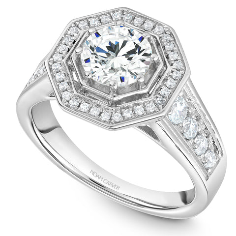 Noam Carver White Gold Octagonal Halo Diamond Engagement Ring (0.49 CTW)