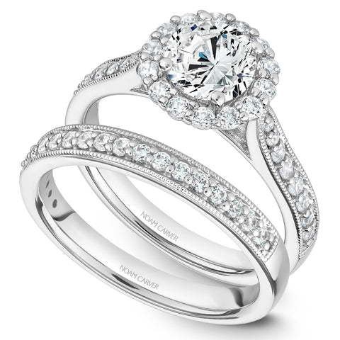 Noam Carver White Gold Floral Halo Diamond Engagement Ring (0.48 CTW)