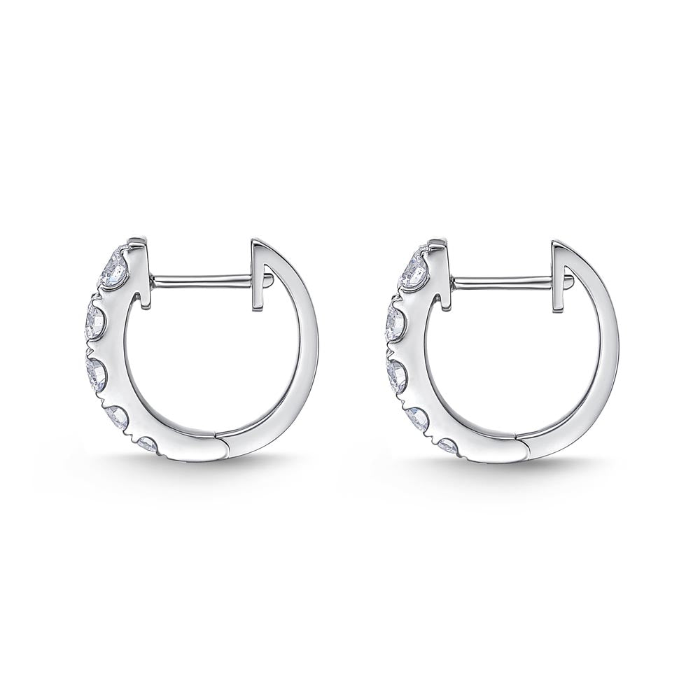 Memoire 18k White Gold Diamond V-Shape Hoop Earrings