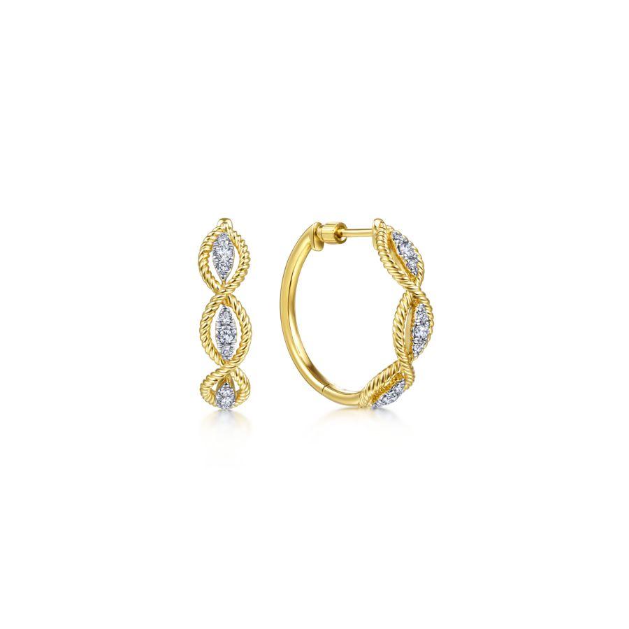 0.36 ctw Diamond Hoop Earrings in 14k Yellow Gold