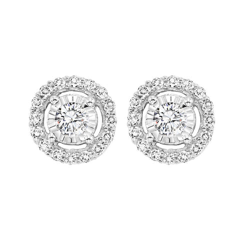 .25 CTW Diamond Studs in an Illusion Halo Set in 14K White Gold- IDC Select Studs