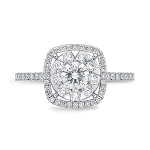 IDC Signature Collection: White Gold Bouquet Cushion Halo Engagement Ring .61ctw (.20 center)