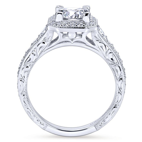 Gabriel Bridal Collection White Gold Diamond Princess Cut Halo Engagement Ring with Channel Setting (0.7 ctw)