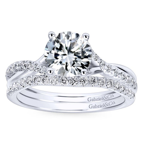 Gabriel Bridal Collection White Gold Diamond Diamond Accent Criss Cross Engagement Ring with Cathedral Setting (0.15 ctw)