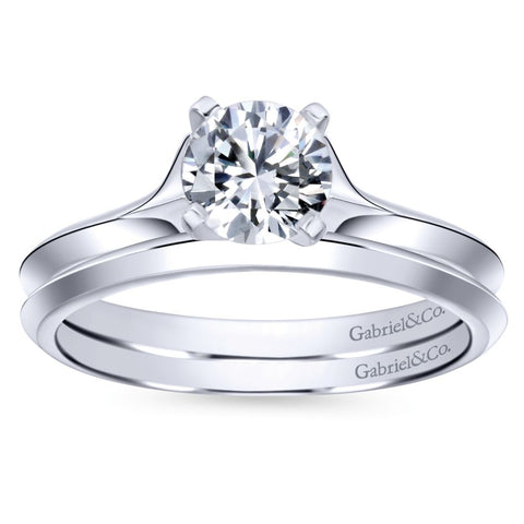 Gabriel Bridal Collection White Gold Solitaire Rounded Cathedral Engagement Ring