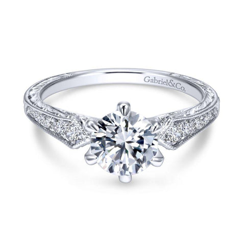 Gabriel Victorian Collection White Gold Straight Engagement Ring (0.22 CTW)