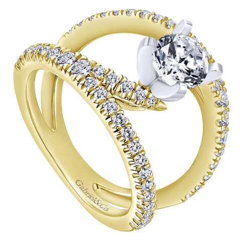Gabriel Bridal Collection Yellow Gold Split Shank Engagement Ring (0.68 ctw)