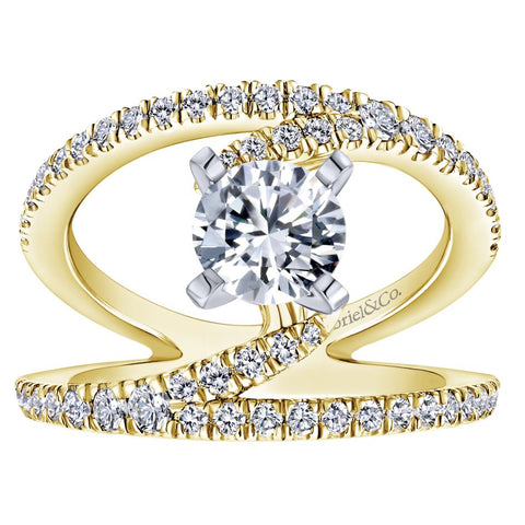 Gabriel Bridal Collection Yellow Gold Split Shank Engagement Ring (0.68 ctw)