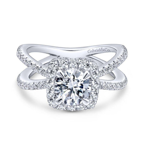 Gabriel Rosette Collection White Gold Halo Engagement Ring (0.82 CTW)