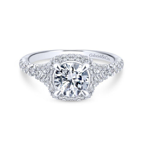 Gabriel Entwined Collection White Gold Double Halo Engagement Ring (0.79 CTW)