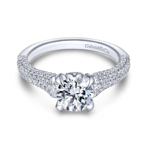 Gabriel Contemporary Collection White Gold Split Shank Engagement Ring (0.64 CTW)