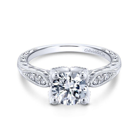 Gabriel Victorian Collection White Gold Straight Engagement Ring (0.31 CTW)