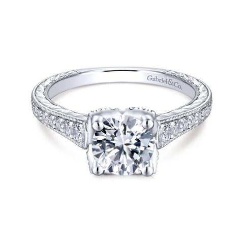 Gabriel Victorian Collection White Gold Straight Engagement Ring (0.44 CTW)