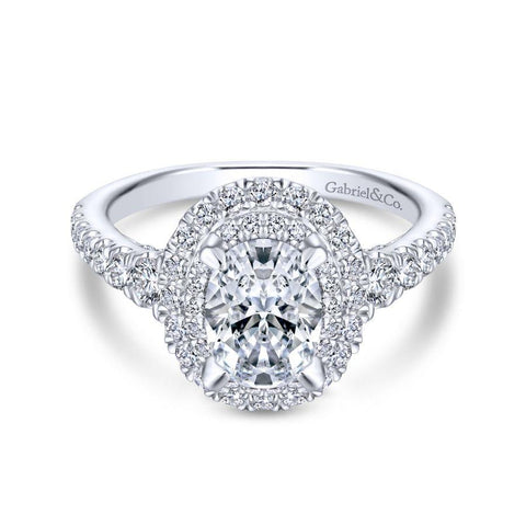 Gabriel Rosette Collection White Gold Double Halo Engagement Ring (0.88 CTW)