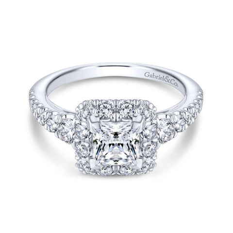 Gabriel Contemporary Collection White Gold Halo Engagement Ring (0.83 CTW)