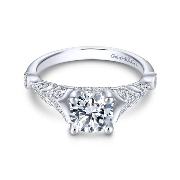 Gabriel Victorian Collection White Gold Split Shank Engagement Ring (0.25 CTW)